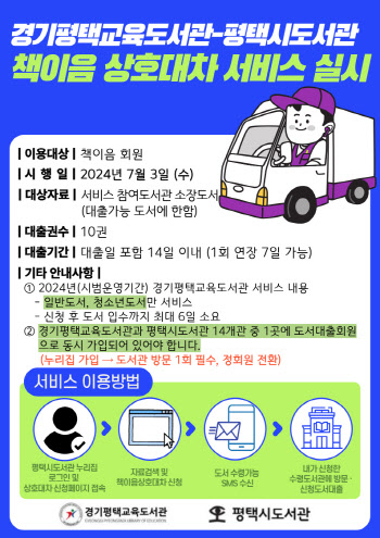 원하는 도서를 가까운 도서관에서, 평택교육도서관 상호대차 시작