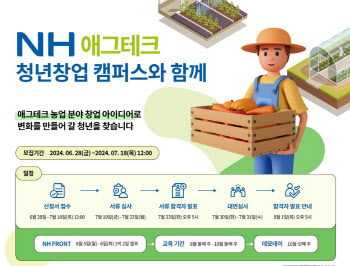 농협, 애그테크 청년 창업캠퍼스 프로그램 참가자 모집