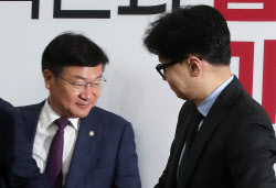 [포토]'사퇴 압박' 한동훈 대표-정점식 정책위의장                                                                                                                                               