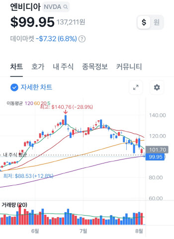 '백비디아' 깨졌다…엔비디아 100달러 붕괴 위기