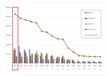 대전시, 17개 시·도 브랜드 평판 3개월 연속 ‘1위’