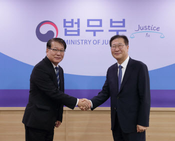 박성재 법무장관, 정웅석 형사·법무정책연구원장 면담