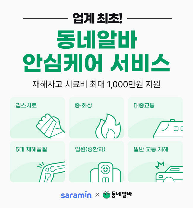 “알바생·사장님 재해 보장”…동네알바, 업계 최초 ‘안심케어’ 선봬 - 뉴스 썸네일 이미지