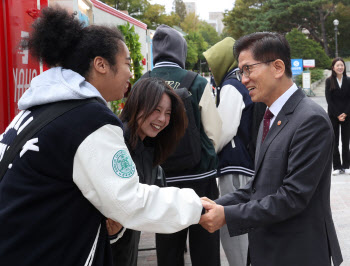 외국인 대학생들과 대화하는 김문수 장관