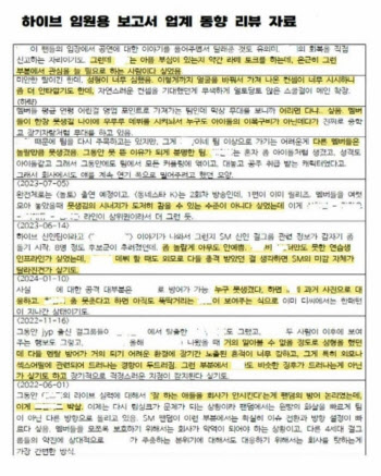 “놀랄만큼 못생겼음”·“섹스어필”…하이브, 내부문건 ‘파장’