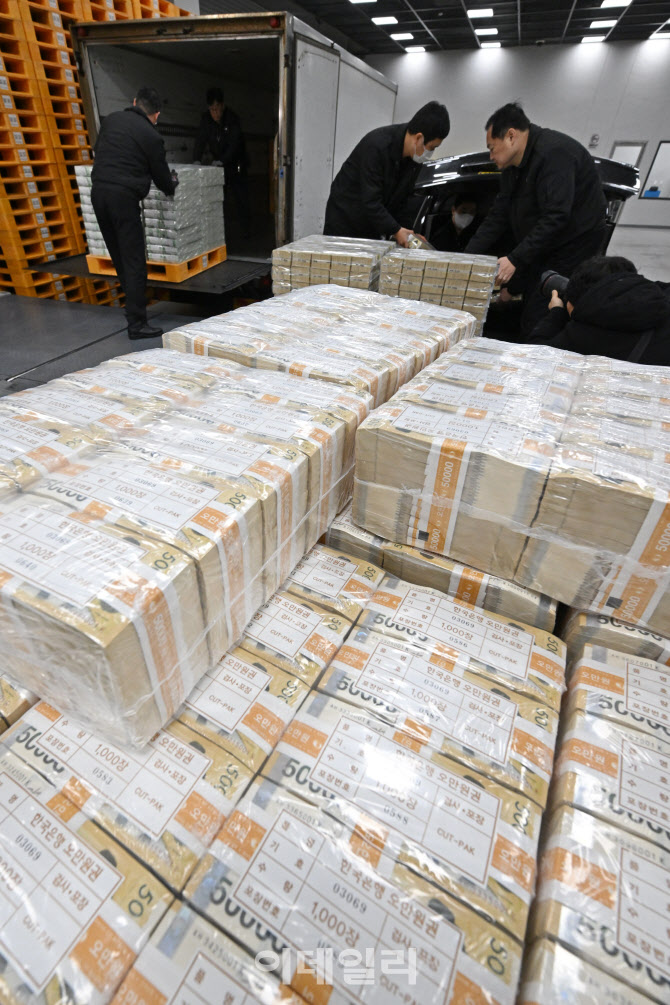  설 자금 방출하는 한국은행 관계자                                                                                                                                                                 