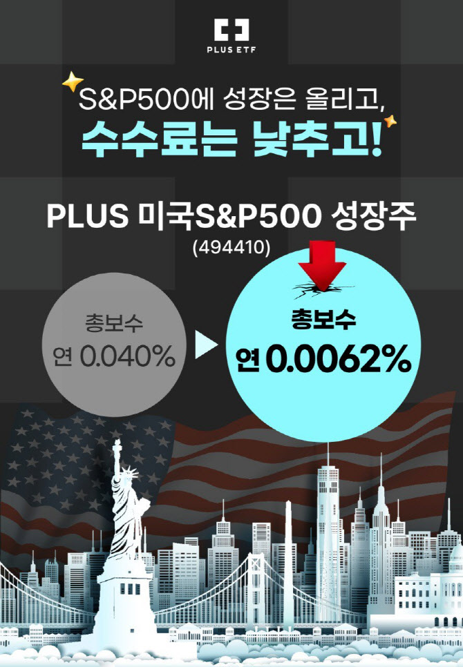 한화운용도 美대표지수 보수 인하…‘PLUS 미국S&P500 성장주’ 총보수↓