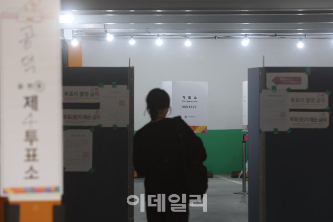 공영주차장에 마련된 투표소                                                                                                                                                                        