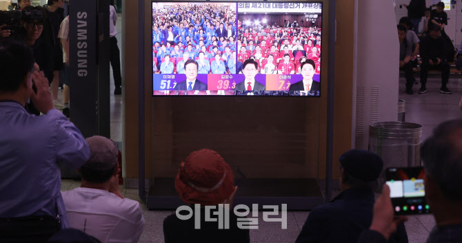 출구조사 나오자 박수치는 시민들                                                                                                                                                                   