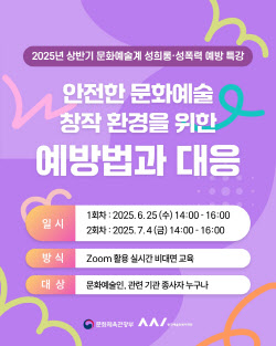 예술인복지재단, 25일부터 '상반기 성희롱·성폭력 예방 특강'