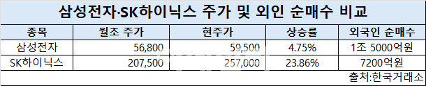 반도체 ‘사자’ 외국인…SK하닉 주주 웃었지만 '삼전'은?