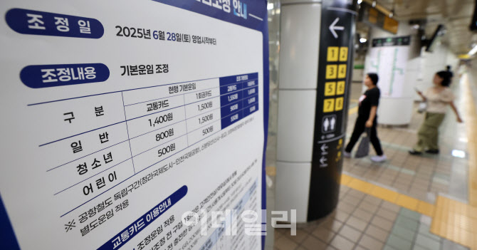 수도권 지하철 요금 오늘부터 150원 인상…성인 기본요금 1550원