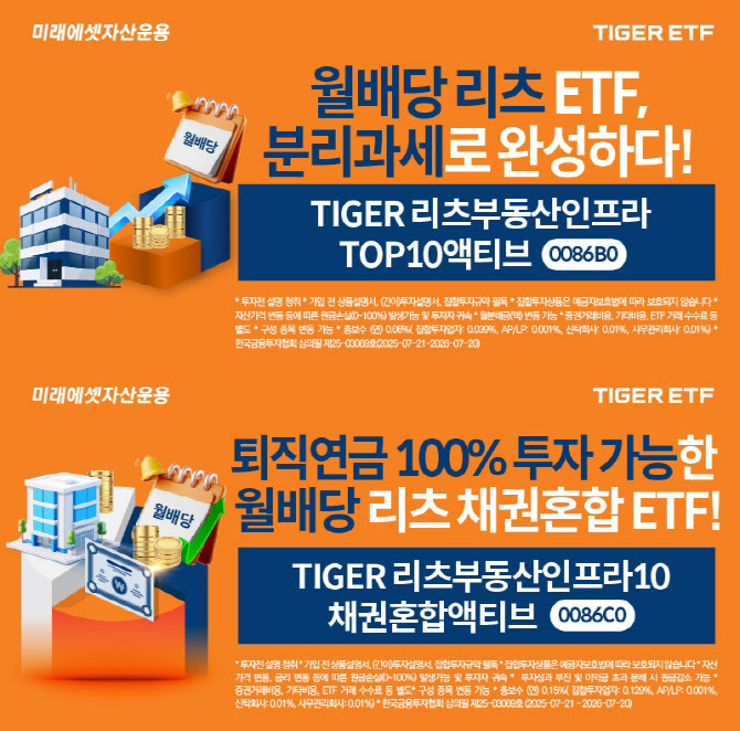 “국내 유일”…미래에셋, ‘액티브 리츠 TIGER ETF 2종’ 신규 상장