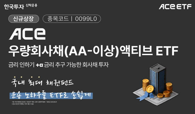 한투운용, ‘ACE 우량회사채(AA-이상)액티브’ ETF 상장