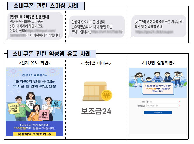 "2차 소비쿠폰 신청 문자엔 URL 없다"…금융당국, 스미싱 경고