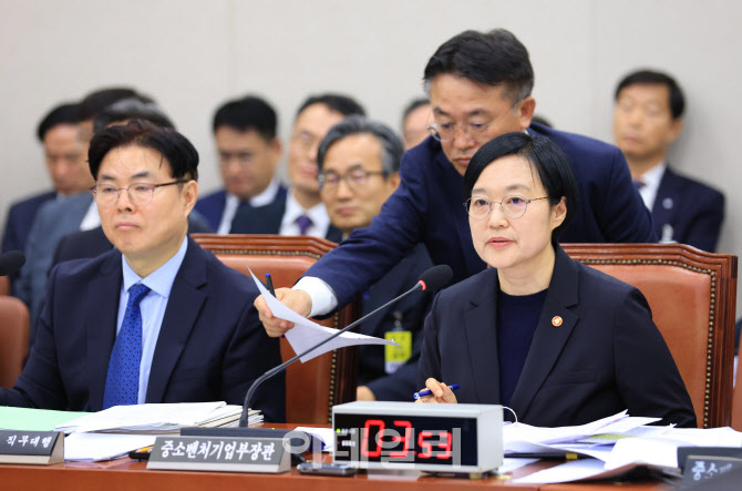 국정감사, '답변하는 한성숙 장관'