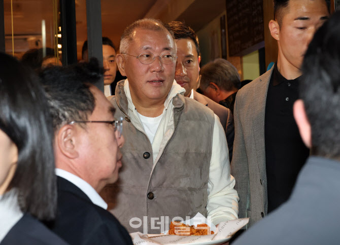  시민들에게 치킨나눠주는 정의선 회장