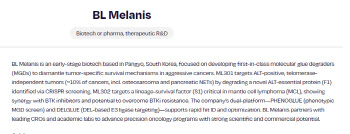 비엘팜텍 자회사 비엘멜라니스, 혁신 항암제 미국서 동물실험 성공