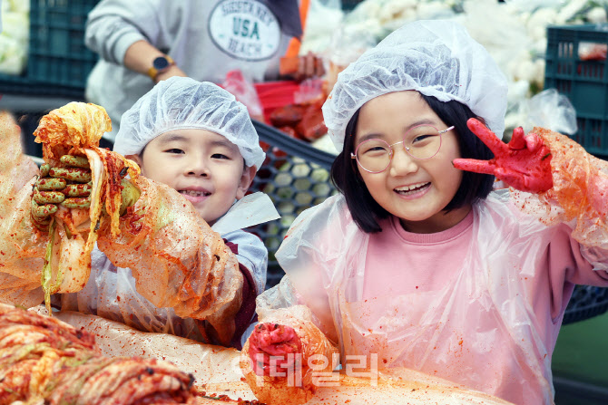  김장체험하는 어린이                                                                                                                                                                              