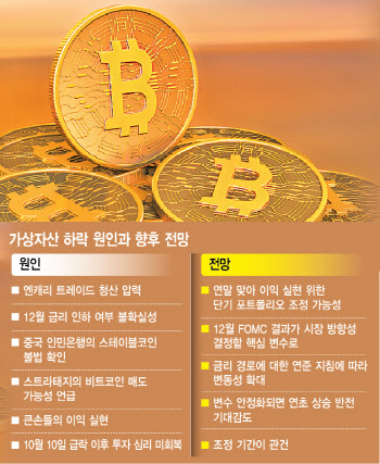 가상자산 전문가들 “연말까지 조정···연초 하락세 반전 기대”