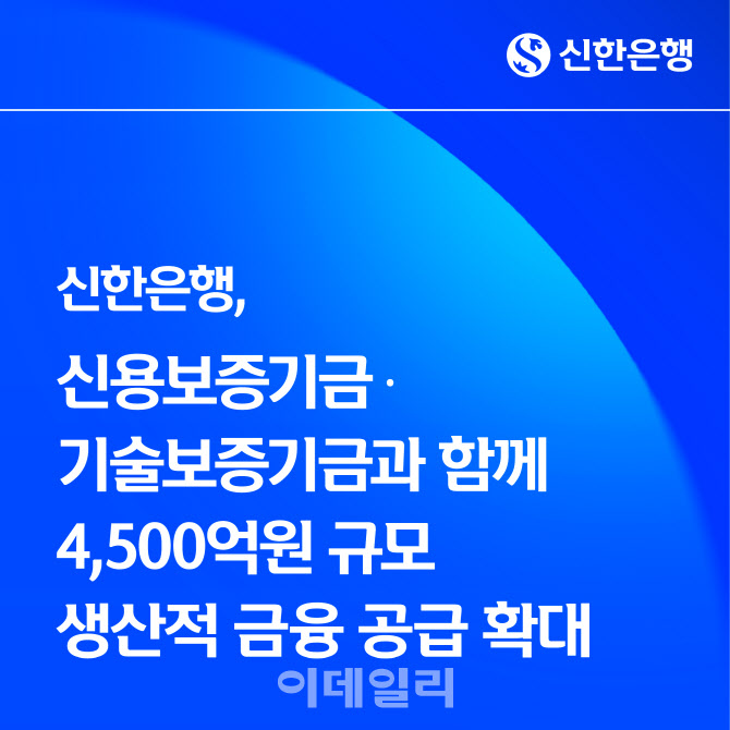 신한은행, 신보·기보와 4500억원 생산적금융 공급 확대