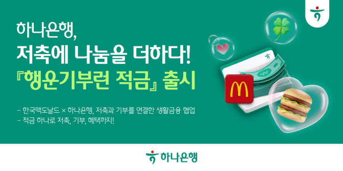 하나은행, 맥도날드 손잡고 최고 5.5% ‘행운기부런 적금’ 출시