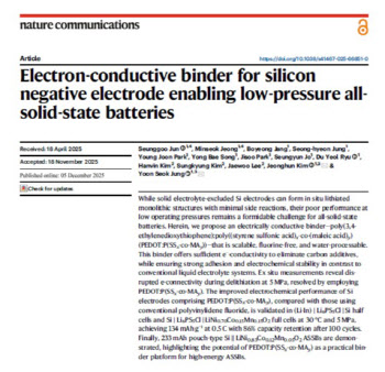 SK온-연세대, '실리콘 음극 전고체' 상용화 신소재 개발 성공