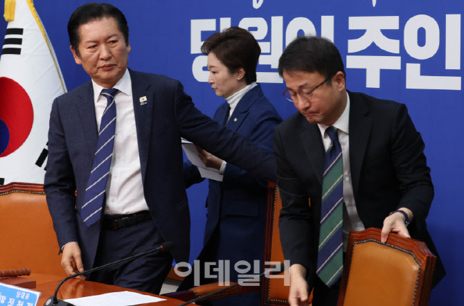 최고위 참석하는 정청래-한병도                                                                                                                                                                     