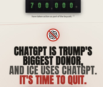 美서 챗GPT 보이콧 확산…70만명 유료 구독 취소