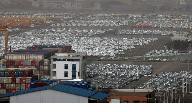 수출 대기중인 자동차들                                                                                                                                                                            