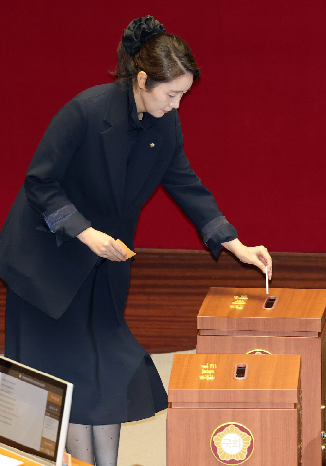 자신의 체포동의안에 투표하는 강선우                                                                                                                                                               