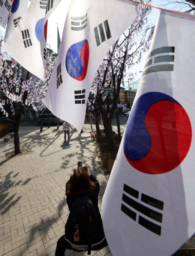 태극기가 바람에 펄럭입니다                                                                                                                                                                        