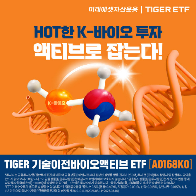 “코스닥 정조준”…미래에셋, TIGER 기술이전바이오액티브 ETF 상장