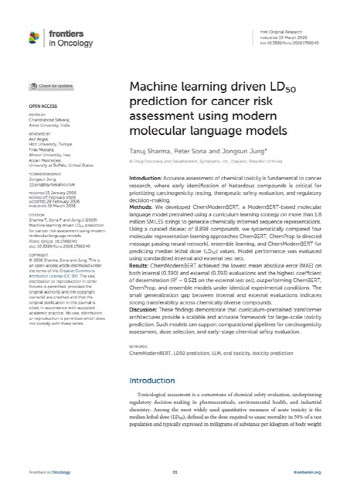 Syntekabio Suggests Potential of AI-Based Toxicity Prediction for Carcinogenic Risk Assessment