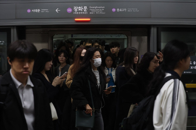 '지하철 타고 출근하는  시민들                                                                                                                                                                