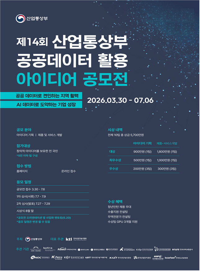 산업부, '총상금 5700만원' 공공데이터 활용 아이디어 공모전