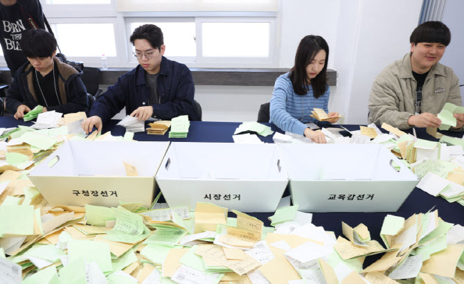 구청장·시장·교육감 투표지 분류                                                                                                                                                                  
