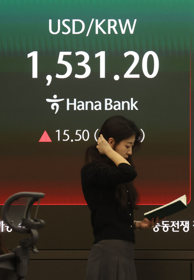 [포토]환율 1,530원 돌파, 금융 위기 이후 최고치