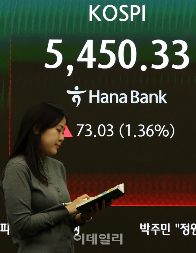 [포토]'삼전 실적 D-1' 코스피, 1%대 올라 5,450 마감