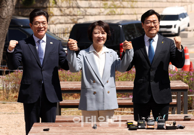 정원오-추미애-박찬대, '수도권 광역단체장 후보 원팀간담회'                                                                                                                               