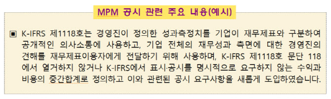 '경영진이 정의한 성과측정치' 공시 도입 임박…모범사례 안내