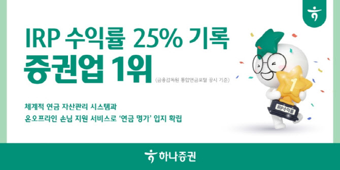 하나증권, IRP 1년 수익률 25.7%…증권사 중 1위