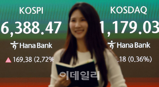 [포토]코스피 6300선 시대 개막… 6388.47 종가 기준 사상 최고치 경신