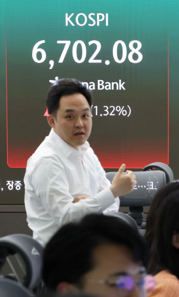 [속보]코스피 6700 돌파…최고점 경신