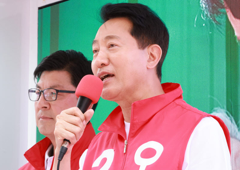 발언하는 오세훈 국민의힘 서울시장 후보                                                                                                                                                            
