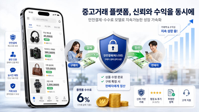 "신뢰가 돈 되는 시대" 중고플랫폼, '안전결제'로 신뢰·수익성 다 잡았... - 뉴스 썸네일 이미지