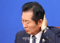 [포토]'머리 만지는 정청래 대표'                                                                                                                                                               