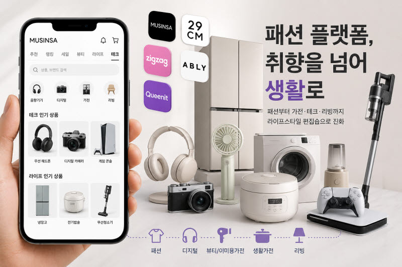 선풍기부터 냉장고까지…패션앱 장바구니 커진다