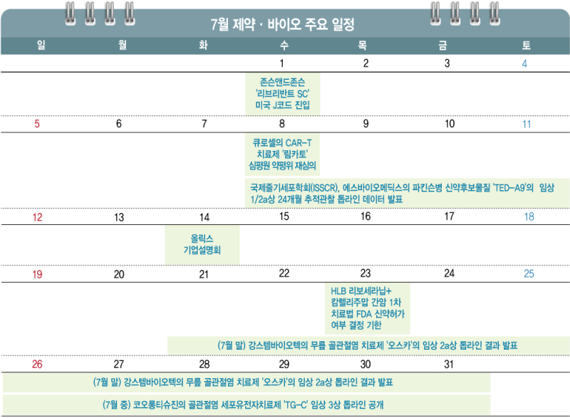 'HLB 운명의 날에 TG-C 설욕전까지'…7월 K바이오 핫이슈[월간 맥짚기]