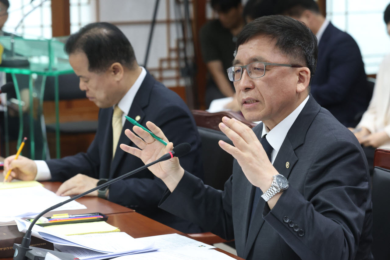 의원들 질의에 답하는 강동완 선관위 사무총장 대리                                                                                                                                                  